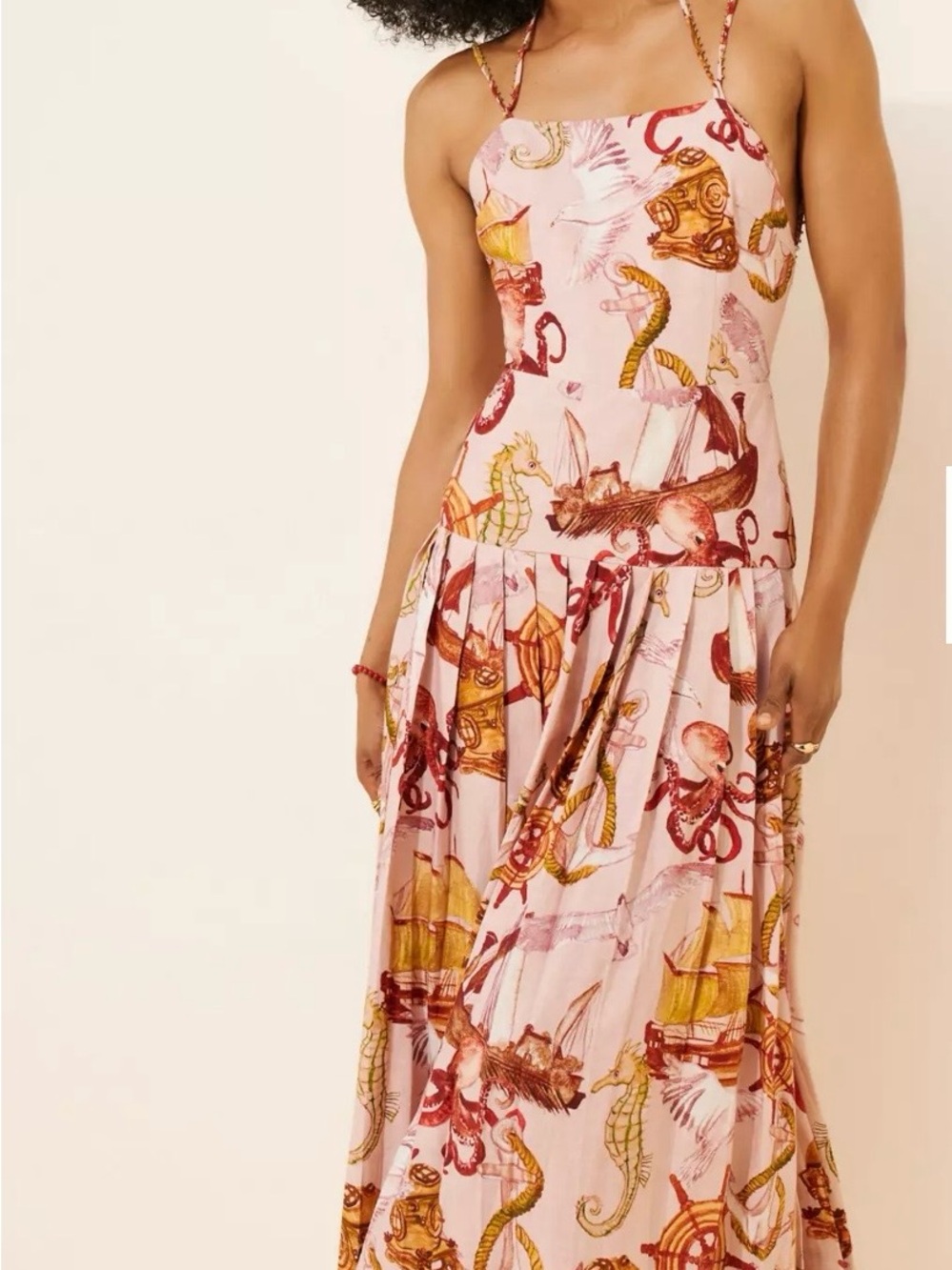 Nautical Wonder Pink Strappy Dress by FARM Rio - M - Picture 4 of 5